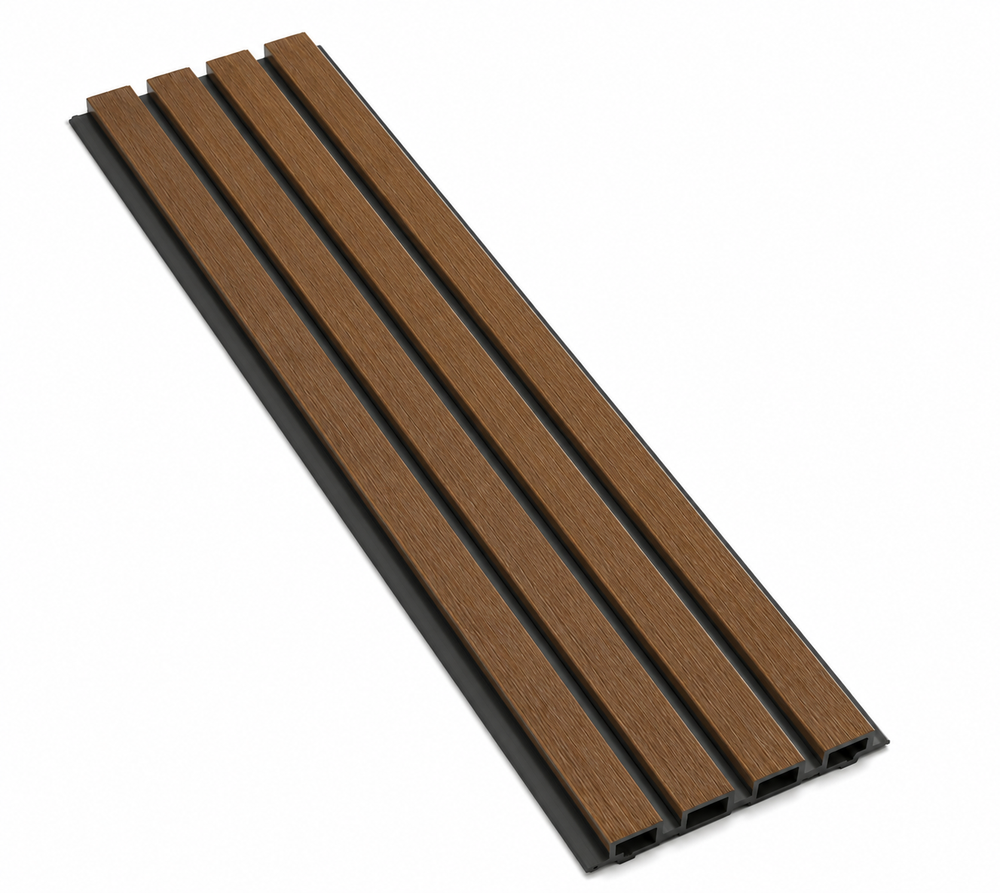 Productafbeelding van Co-Extrusion WPC Gevelbekleding Teak & Grey – Stijlvolle Houtlook Buitenbekleding 2190 x 280 mm