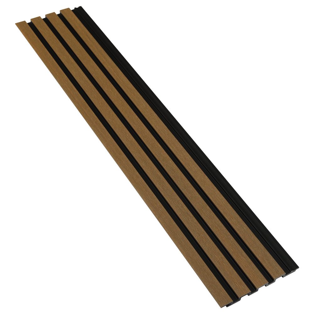 Sample | Co-Extrusion WPC Gevelbekleding Teak + Black 16 mm – Luxe Houtlook Buitenbekleding