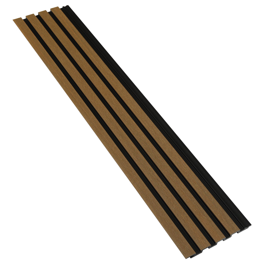 Sample | Co-Extrusion WPC Gevelbekleding Teak + Black 16 mm – Luxe Houtlook Buitenbekleding